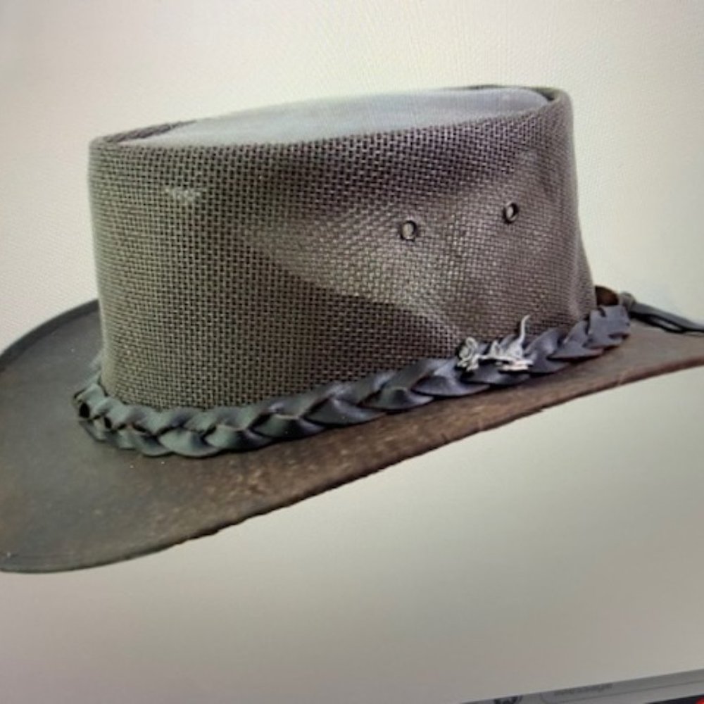 Koolaroo Stonewash Mesh Aussie Kangaroo Leather Bush Hat - Picture 10 of 10